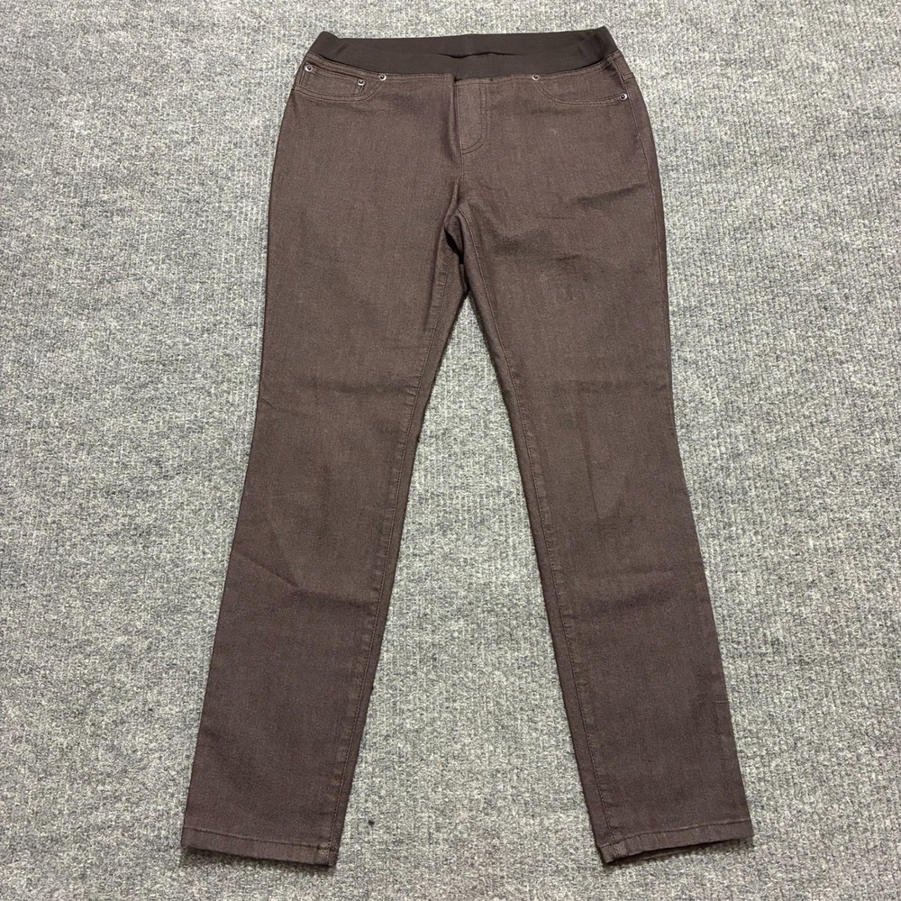 Chico's‎ Platinum Womens Skinny Jeans Size 0.5 Brown Pull On Stretch Mid Rise